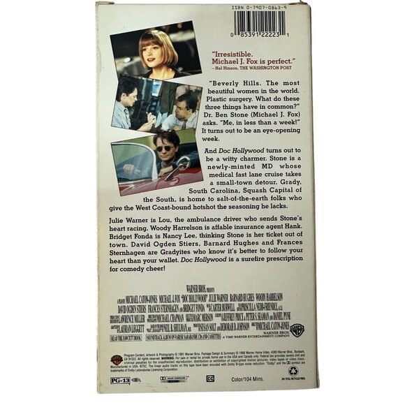 Doc Hollywood (1991) VHS Warner Home Michael J. Fox Julie Warner PG-13 Comedy - Picture 2 of 8